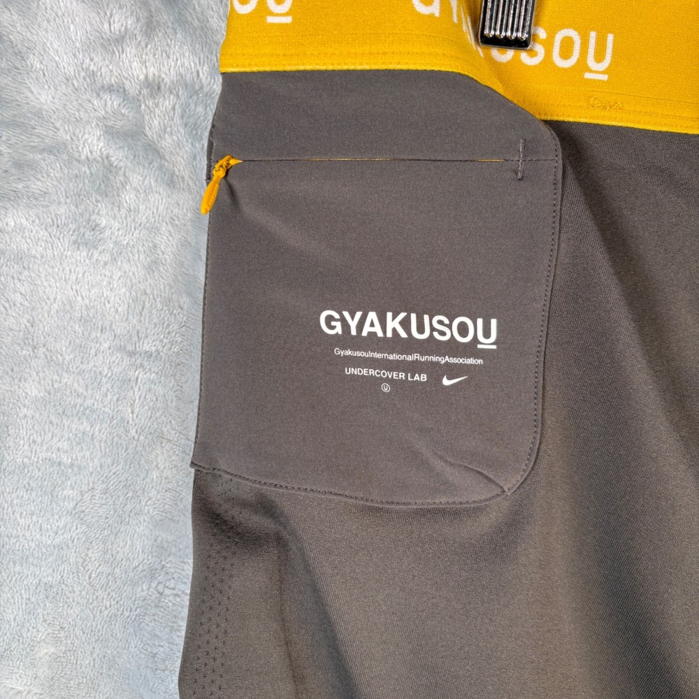 Nike x Gyakusou Undercover Helix Tights Mens XL Gray Yellow Running CD7115-274 - Picture 9 of 13